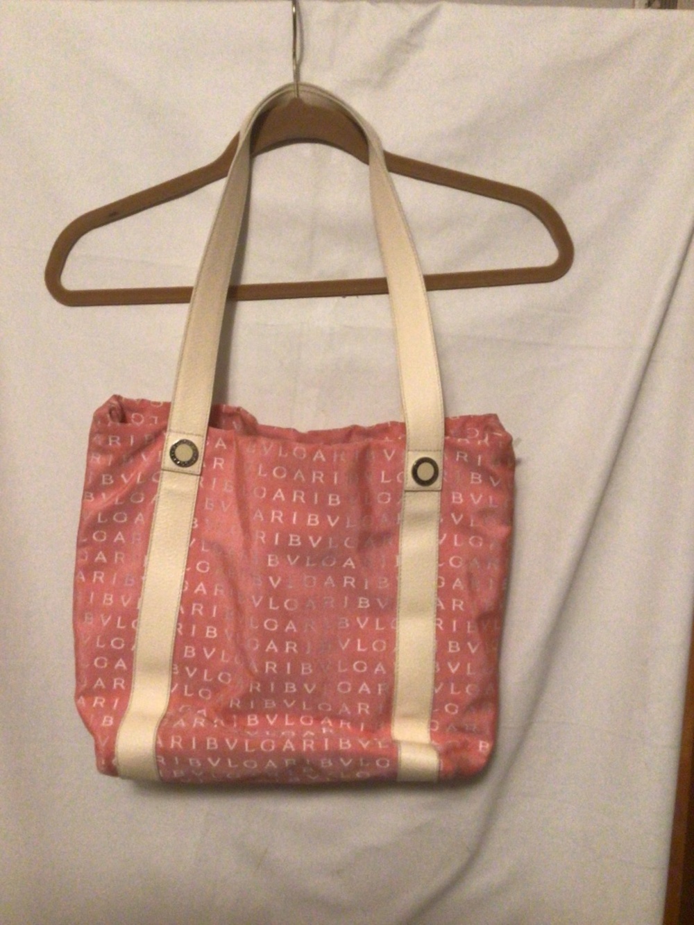 BVLGARI Tote authentic fabric with leather accent and strap tote